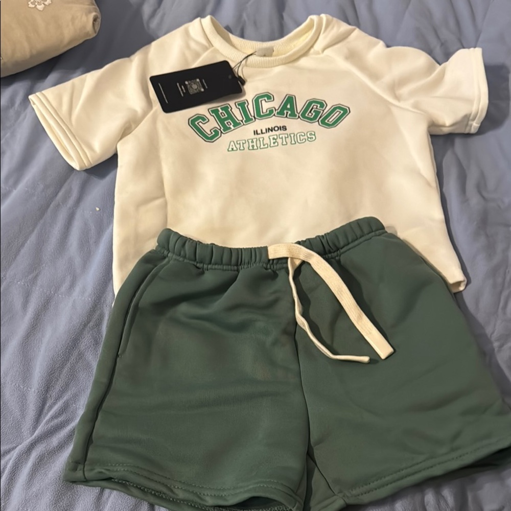 Kids Matching Set - Cream and Green